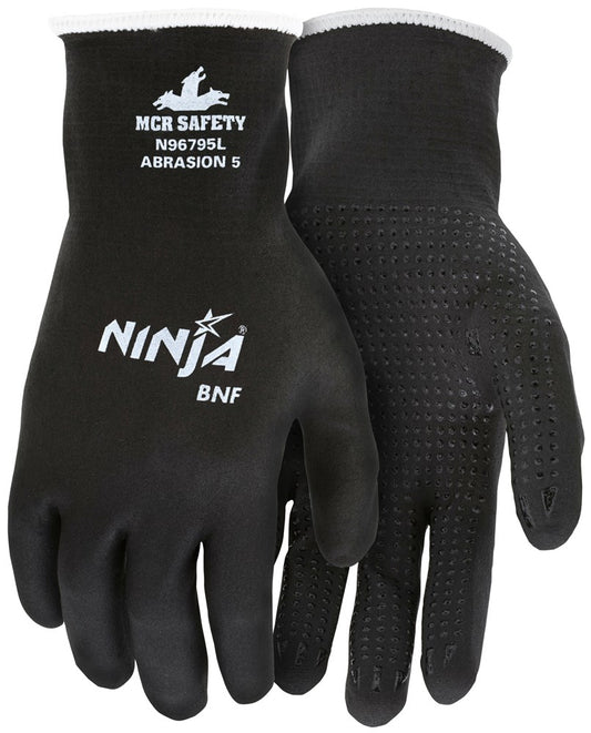 MCR Safety N96795L Ninja® BNF Work Gloves 15 Gauge Nylon / Spandex Shell NFT® Fully Coated (1 DZ)