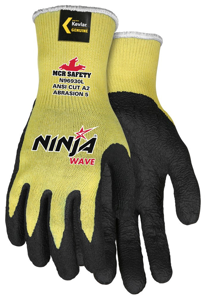 MCR Safety N96930XXL MCR Safety Cut Pro® Ninja® Wave Cut Resistant Work Gloves 10-Gauge Kevlar® Shell Nitrile Wave Coated Palm and Fingertips (1 DZ)