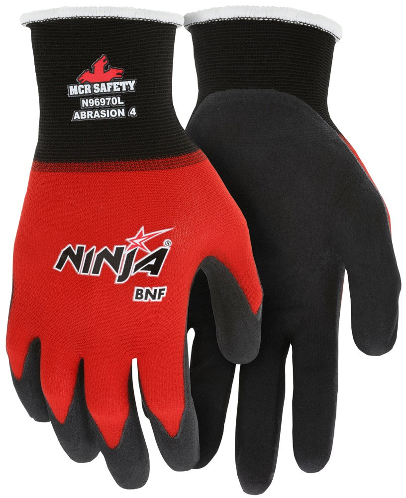 MCR Safety N96970M Ninja® BNF Work Gloves 18 Gauge Nylon / Spandex Shell NFT® Palm and Fingertip Coated (1 DZ)