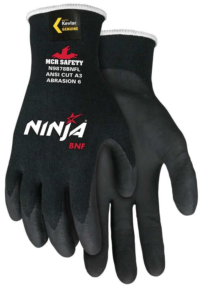 MCR Safety N9878BNFM MCR Safety Cut Pro® Ninja® BNF Work Gloves 18-Gauge Kevlar® Shell NFT® Coated Palm and Fingertips (1 Pair)