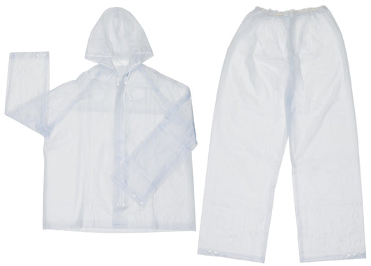 MCR Safety O722L Squall Series Rain Gear .20mm PVC Rainwear 2 Piece Waterproof Clear Rain Suit Rain Jacket with Attached Hood Elastic Waist Rain Pants (1 EA)