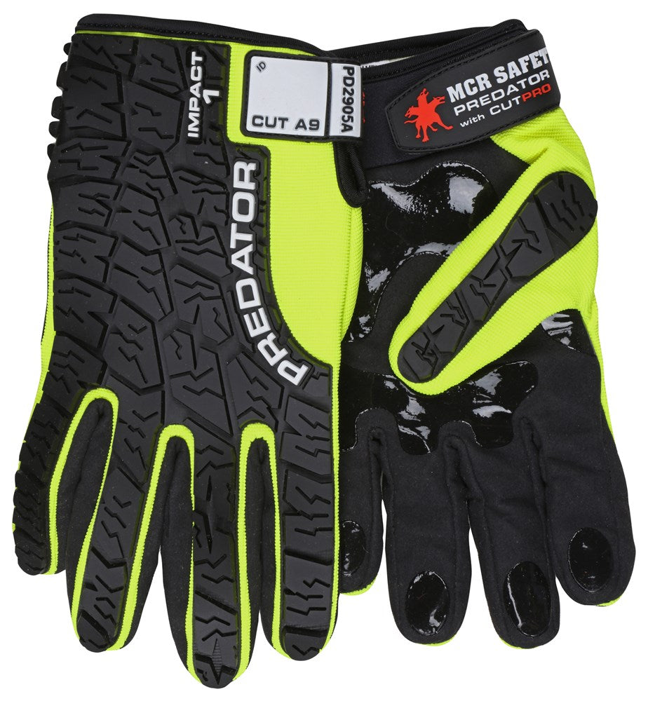 MCR Safety PD2905AXXL Predator® Mechanics Gloves Cut Resistant Work Gloves Made with Alycore™ Cut and Puncture Protection Tire Tread Pattern TPR Protects the Back of Hand Adjustable Wrist Closure with ID Pad (1 Pair)