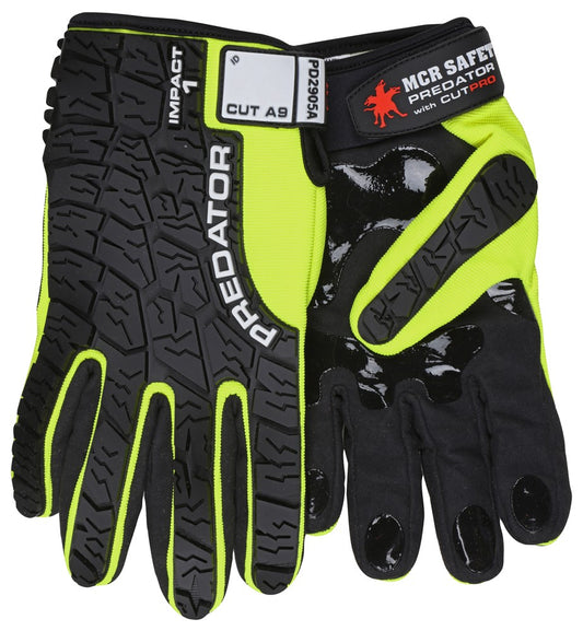 MCR Safety PD2905AXXL Predator® Mechanics Gloves Cut Resistant Work Gloves Made with Alycore™ Cut and Puncture Protection Tire Tread Pattern TPR Protects the Back of Hand Adjustable Wrist Closure with ID Pad (1 Pair)