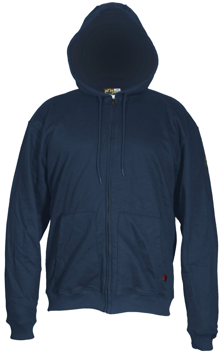 MCR Safety SS1NL MCR Safety FR Gear Flame Resistant (FR) Hooded Sweatshirt 95% Cotton 5% Spandex Interlock Fleece Shell, Navy 11.5 oz/yd2 Fabric (1 EA)