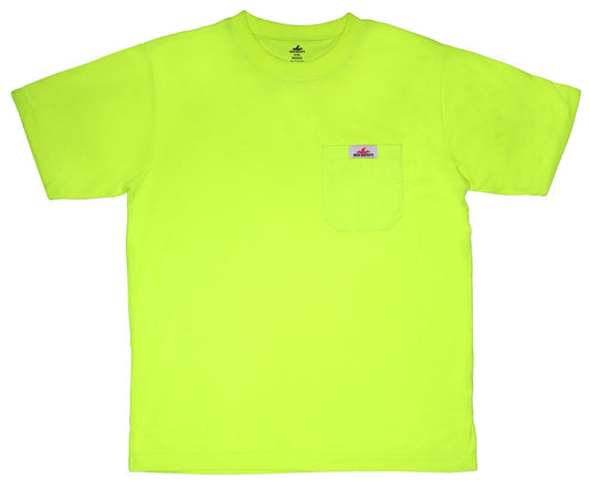 MCR Safety STSLM Hi Vis Safety Work T-Shirts Soft Polyester Jersey Knit Fabric Short Sleeve and Tagless Design Fluorescent Lime (1 EA)