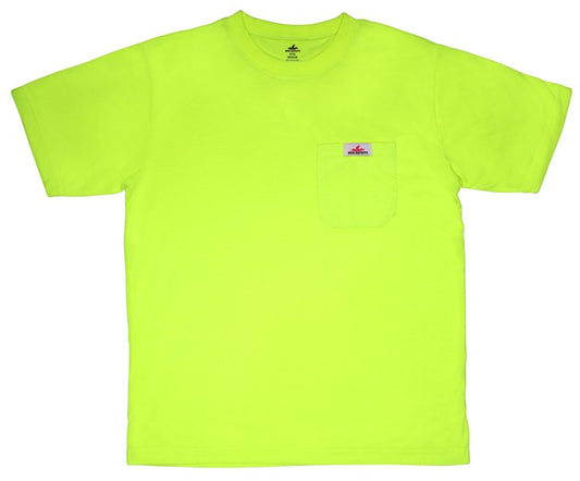 MCR Safety STSLX2 Hi Vis Safety Work T-Shirts Soft Polyester Jersey Knit Fabric Short Sleeve and Tagless Design Fluorescent Lime (1 EA)