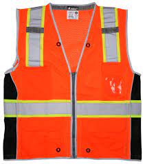 MCR Safety SURVCL2OM Luminator® Series Hi-Vis Mesh Reflective Orange Safety Vest Trimmed with Silver Reflective Material Meets ANSI/ISEA 107 2020 Standard Type R Class 2 Compliant (1 EA)