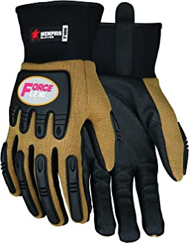 MCR Safety T100M ForceFlex® Mechanics Gloves Impact Resistant Work Gloves Clarino® Synthetic Leather Palm Anti-Vibration Palm Pad TPR Padded Back and Knuckles (1 Pair)