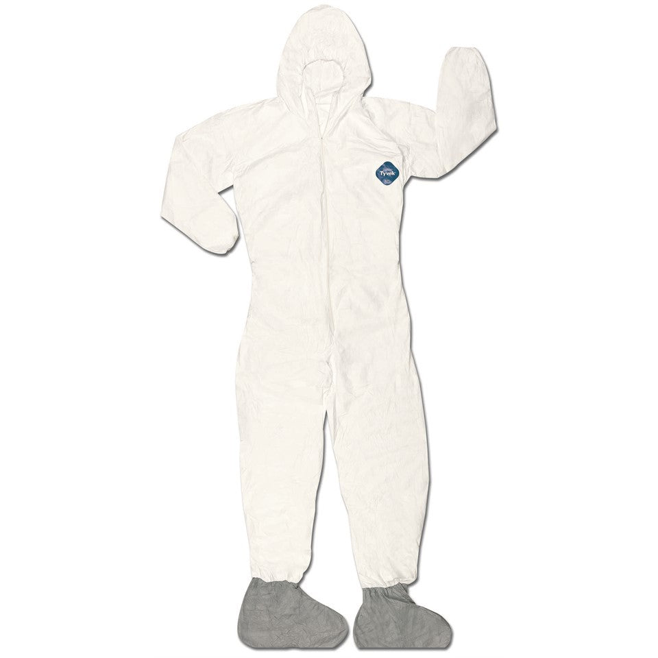 MCR Safety TY122SX2 DuPont™ Tyvek® Coverall with Attached Hood and Ankles Elastic Sleeves and on Ankles Zipper Front Closure (1 CS)