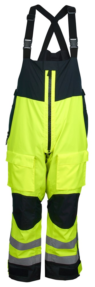 MCR Safety UT38BPL UltraTech® Hi Vis Rain Pants ANSI/ISEA 107 2020 Class E Bib Style Pants with Zippered Front Full Elastic Adjustable Suspenders Inner Knee Pad Pockets (1 EA)