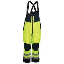 MCR Safety UT38BPS UltraTech® Hi Vis Rain Pants ANSI/ISEA 107 2020 Class E Bib Style Pants with Zippered Front Full Elastic Adjustable Suspenders Inner Knee Pad Pockets (1 EA)