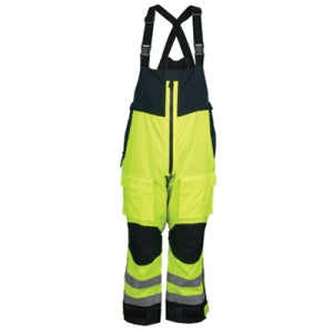 MCR Safety UT38BPX3 UltraTech® Hi Vis Rain Pants ANSI/ISEA 107 2020 Class E Bib Style Pants with Zippered Front Full Elastic Adjustable Suspenders Inner Knee Pad Pockets (1 EA)