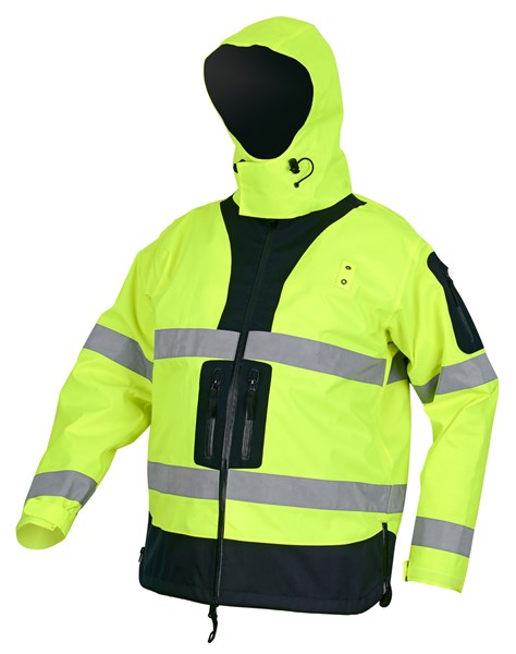 MCR Safety UT38JHL UltraTech® Hi-Vis Rain Jacket ANSI/ISEA 107 2020 Type R Class 3 Jacket with Hideaway Attached Hood Zippered Mesh Underarm Vents Zippered Front Closure (1 EA)