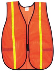 MCR Safety V211R Orange Mesh Safety Vest ¾ Inch Lime Reflective Stripes Light Weight Polyester Mesh Fabric General Purpose, Non-ANSI Rated (1 EA)