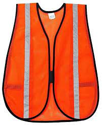 MCR Safety V211SR Orange Mesh Safety Vest 1 Inch Silver Reflective Stripes Light Weight Polyester Mesh Fabric General Purpose, Non-ANSI Rated (1 EA)