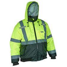 MCR Safety VBBCL3LX3 Luminator® Hi-Vis Bomber Jacket ANSI/ISEA 107 2020 Type R Class 3 Insulated Rain Jacket Fluorescent Lime/Black Silver Reflective Stripes (1 EA)