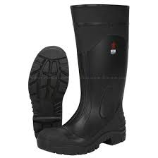 MCR Safety VBS12014 16 Inch Black PVC Work Boots Steel Toe with Cleated Sole Polyester Interior Lining Over the Sock Style (1 Pair)