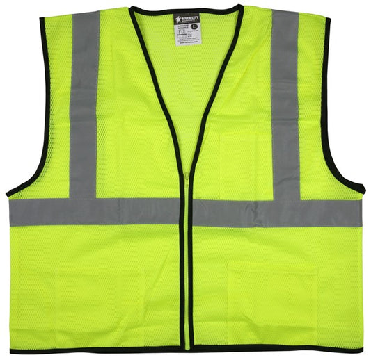 MCR Safety VCL2MLZM Luminator® Series Hi-Vis Reflective Lime Safety Vest Zipper Front Closure Meets ANSI/ISEA 107 2020 Standard Type R Class 2 Compliant (1 EA)