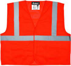 MCR Safety VCL2MOFRL Luminator® Series Hi-Vis Reflective Orange Safety Vest Mesh Fabric with 2 Inch Silver Stripes Hook and Loop Front Closure Meets ANSI/ISEA 107 2020 Standard Type R Class 2 Compliant (1 EA)