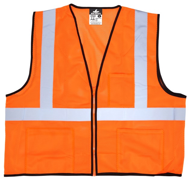 MCR Safety VCL2MOZL Luminator® Series Hi-Vis Reflective Orange Safety Vest Zipper Front Closure Meets ANSI/ISEA 1007 2020 Standard Type R Class 2 Compliant  (1 EA)