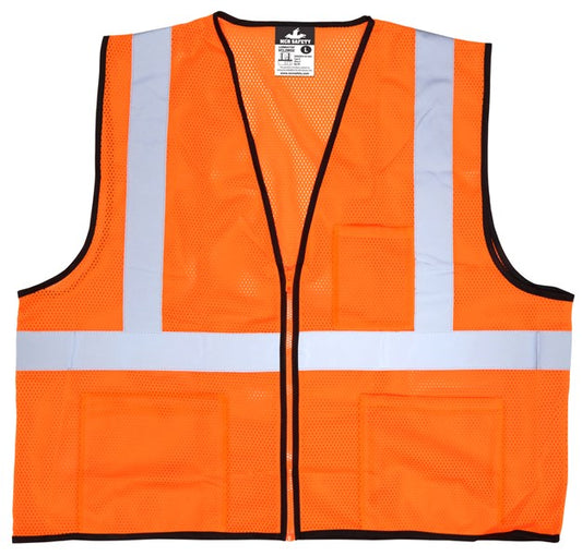 MCR Safety VCL2MOZX2 Luminator® Series Hi-Vis Reflective Orange Safety Vest Zipper Front Closure Meets ANSI/ISEA 1007 2020 Standard Type R Class 2 Compliant  (1 EA)