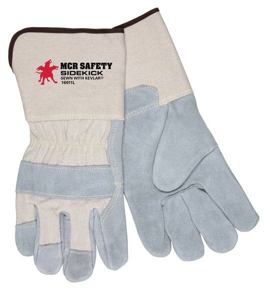 MCR Safety VP16011L Sidekick® Series Gloves Select Side Split Leather Palm Work Gloves 4.5 Inch Gauntlet Cuff Vending Packaged Sewn with DuPont™ Kevlar® (1 Pair)