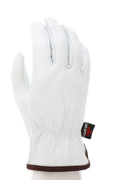 MCR Safety VP3601L Leather Drivers Work Gloves Premium Grain Goatskin Leather Straight Thumb Vending Packaged (1 Pair)