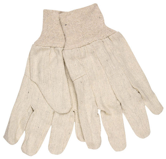 MCR Safety VP8100A Tan Canvas Work Gloves Clute Pattern with Knit Wrist 8 Ounce Cotton Polyester Blend Wing Thumb Vending Packaged (1 Pair)