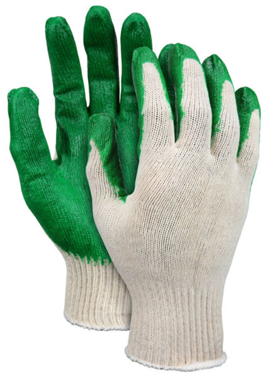 MCR Safety VP9681L Vending Packaged Work Gloves 10 Gauge Natural Cotton / Polyester Shell Green Latex Coated Palm (1 Pair)