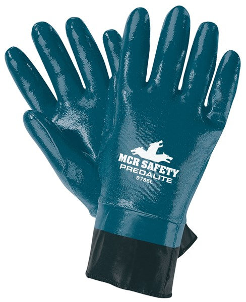 MCR Safety VP9786L Vending Packaged Predalite® Light Fully Coated Nitrile Interlock Liner with PVC Coated Safety Cuff (1 Pair)