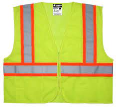 MCR Safety VWCCL2LFRL Luminator® Series Hi-Vis Reflective Lime Safety Vest 3.5 Inch Orange Silver Stripes Meets ANSI/ISEA 107 2020 Standard Type R Class 2 Compliant Limited Flammability (1 EA)