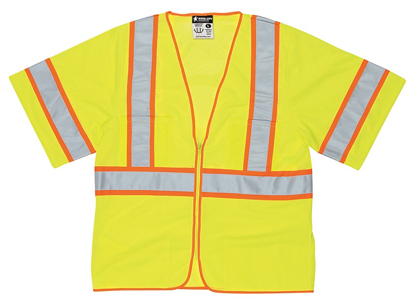 MCR Safety WCCL3LX3 CL 3,Mesh,FL Lime, w Orange/Slvr Stripes (1EA)