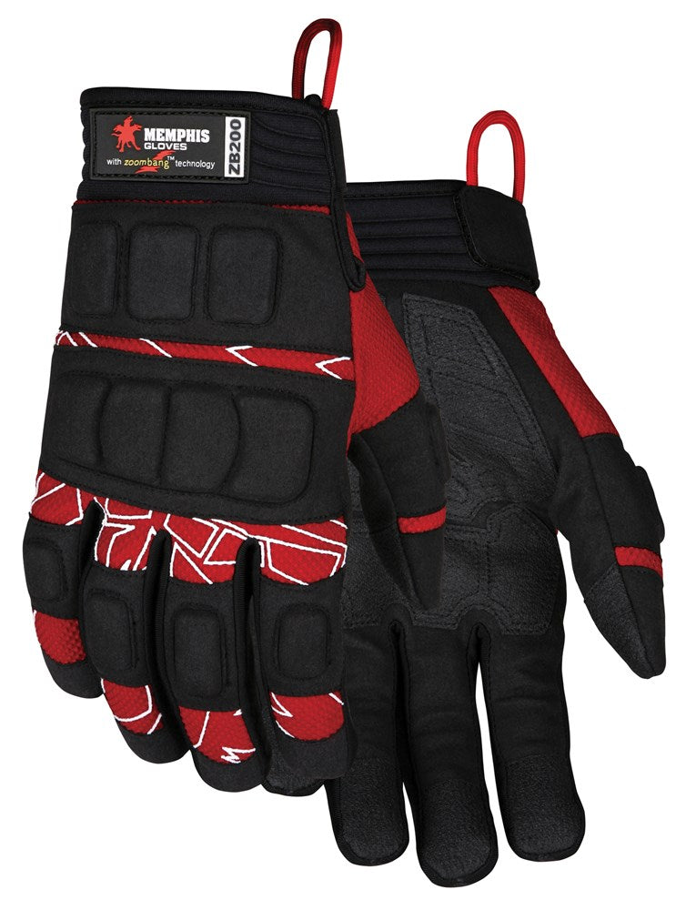 MCR Safety ZB200L ForceFlex® Mechanics Gloves Impact Resistant Work Gloves Zoombang® Back of Hand Protection Reinforced Synthetic Leather Palm (1 Pair)