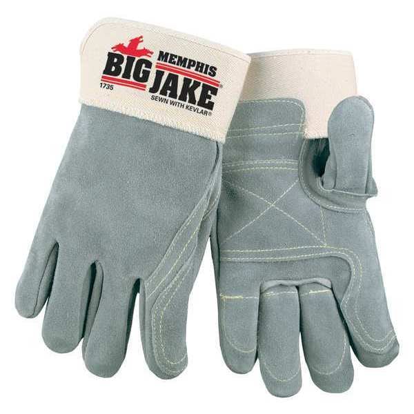 MCR Safety 1735L Big Jake®, Full Leather Back Premium A+ Side Leather Palm Work Gloves 2.75 Inch Safety Cuff, Double Palm and Fingers Sewn with DuPont™ Kevlar® (1 DZ)