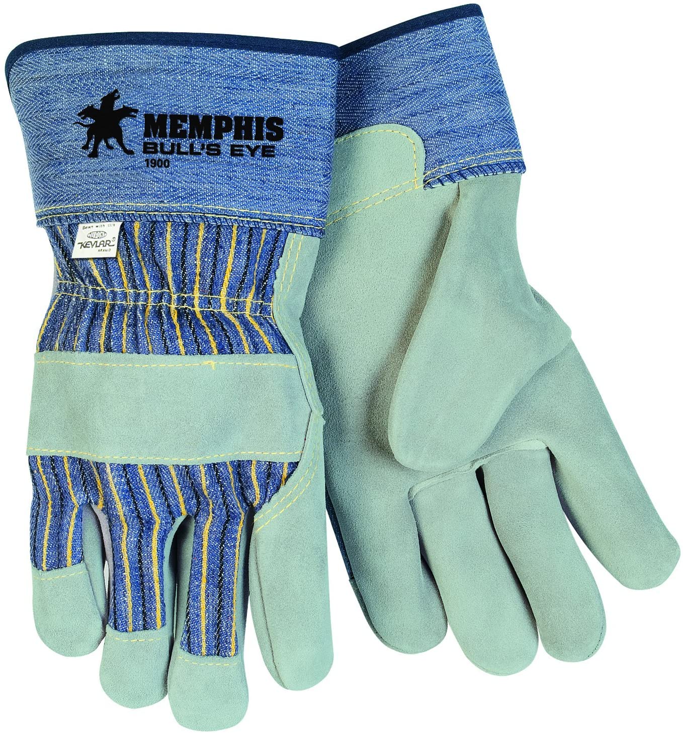 MCR Safety 1900L Sidekick® 'A' Side Split Leather Leather Palm Work Gloves 2.75 Inch Rubberized Safety Cuff Sewn with DuPont™ Kevlar® (1 DZ)