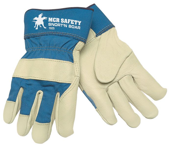 MCR Safety 1925S MCR Safety Mustang Premium Grain Pigskin Leather Palm Work Gloves 2.5-Inch Rubberized Safety Cuff (1 DZ)