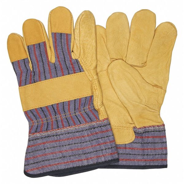 MCR Safety 1960L Grain Pigskin Leather Palm Work Gloves 2.5 Inch Starched Safety Cuff Wing Thumb (1 DZ)