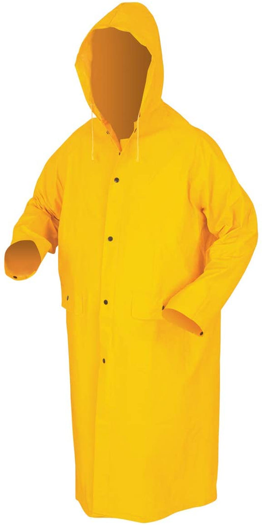 MCR Safety 200CM Classic Series Rain Gear .35mm PVC / Polyester Material Waterproof Yellow Raincoat Detachable Hood (1 EA)