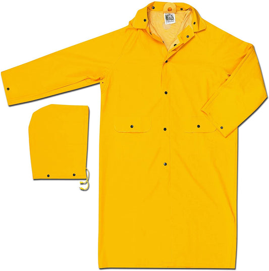 MCR Safety 200CS Classic Series Rain Gear .35mm PVC / Polyester Material Waterproof Yellow Raincoat Detachable Hood (1 EA)