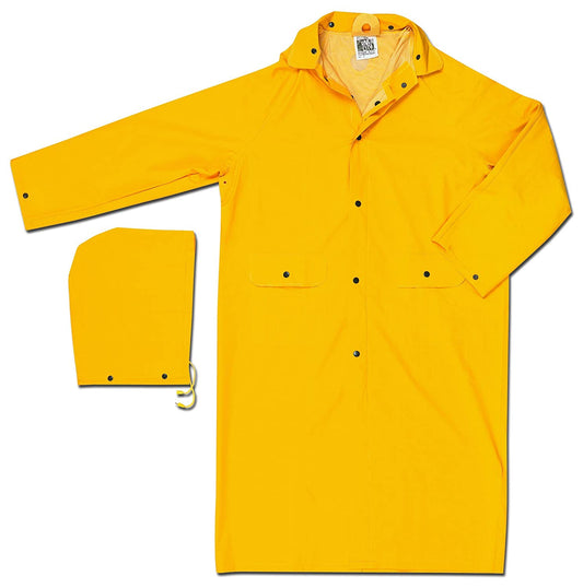 MCR Safety 200CX2 Classic Series Rain Gear .35mm PVC / Polyester Material Waterproof Yellow Raincoat Detachable Hood (1 EA)