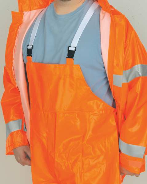 MCR Safety 2013RX2 Luminator® Series Reflective Rain Gear .35mm PVC / Polyester Rainwear 3 Piece Waterproof Orange Rain Suit Jacket with Detachable Hood and Bib Pants (1 EA)