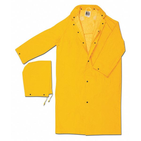 MCR Safety 240CS Classic Plus Series Rain Gear .35mm PVC / Polyester Material Waterproof Yellow Raincoat Detachable Hood and Corduroy Collar (1 EA)