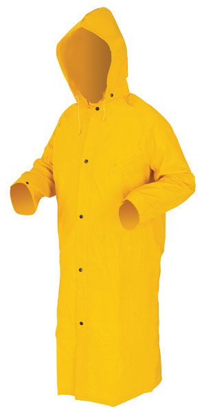 MCR Safety 240CX4 Classic Plus Series Rain Gear .35mm PVC / Polyester Material Waterproof Yellow Raincoat Detachable Hood and Corduroy Collar (1 EA)