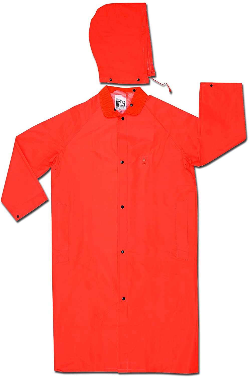 MCR Safety 241CX4 Classic Plus Series Rain Gear .35mm PVC / Polyester Material Waterproof Orange Raincoat Detachable Hood and Corduroy Collar (1 EA)