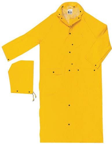 MCR Safety 260CS Classic Plus Series Rain Gear .35mm PVC / Polyester Material Waterproof Ankle Length Yellow Raincoat Detachable Hood and Corduroy Collar (1 EA)