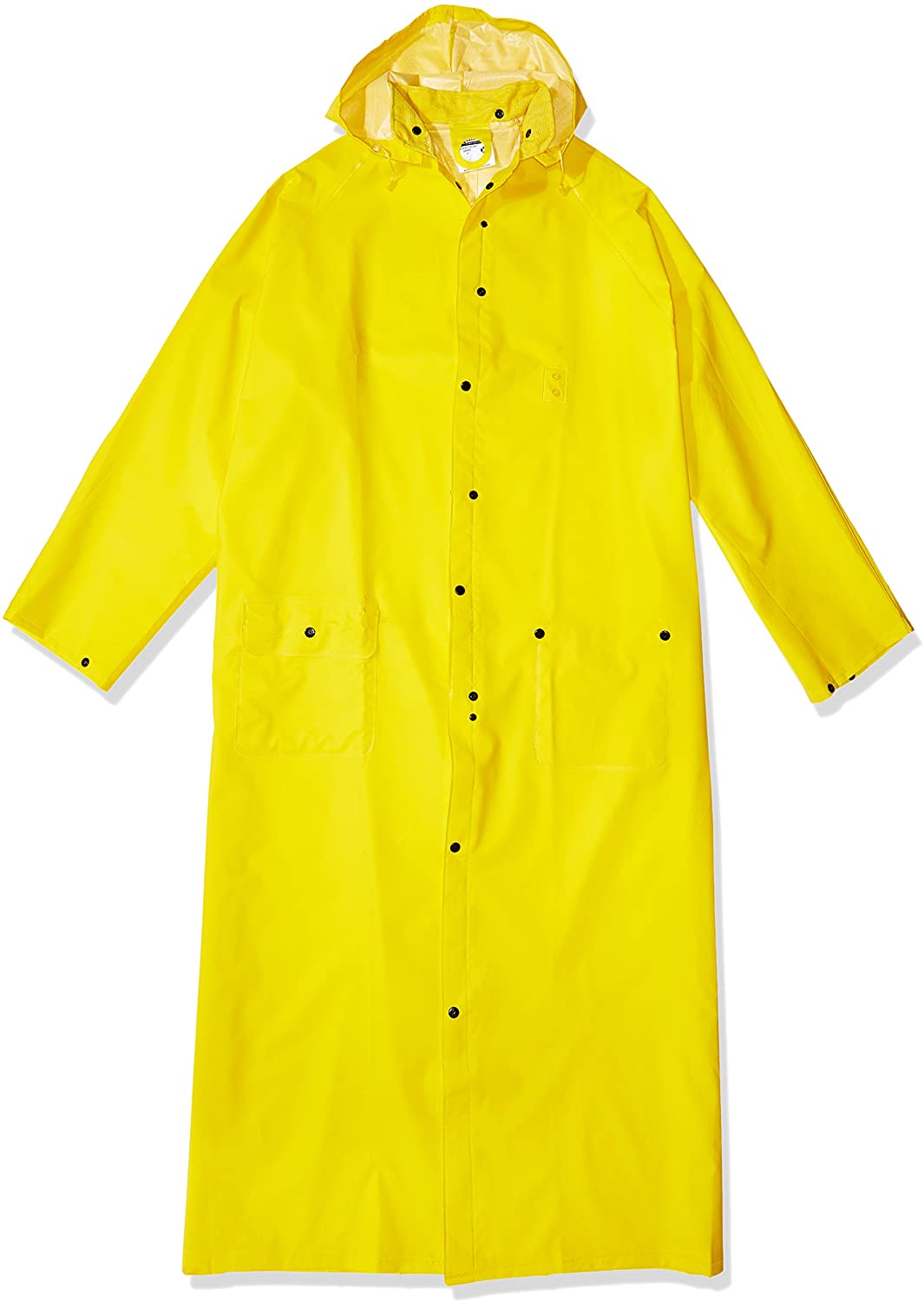 MCR Safety 260CX3 Classic Plus Series Rain Gear .35mm PVC / Polyester Material Waterproof Ankle Length Yellow Raincoat Detachable Hood and Corduroy Collar (1 EA)