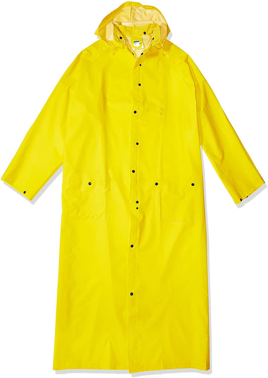 MCR Safety 260CX3 Classic Plus Series Rain Gear .35mm PVC / Polyester Material Waterproof Ankle Length Yellow Raincoat Detachable Hood and Corduroy Collar (1 EA)