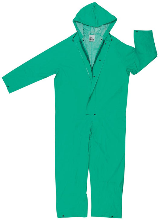 MCR Safety 2981L Dominator Series .35mm PVC / Polyester Green Coverall Zipper Front with Inner Pant Cuff (1 EA)