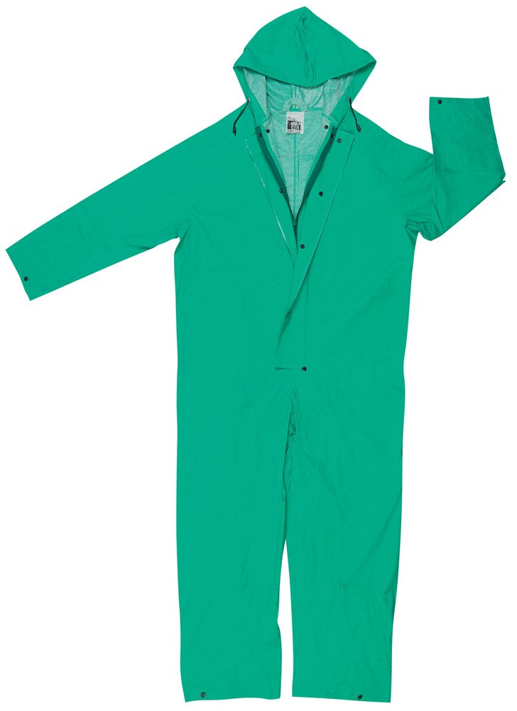 MCR Safety 2981X2 Dominator Series .35mm PVC / Polyester Green Coverall Zipper Front with Inner Pant Cuff (1 EA)