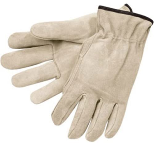 MCR Safety 3100L Leather Driver Work Gloves Natural Pearl Gray Split Leather Premium Grade  Straight Thumb (1 DZ)